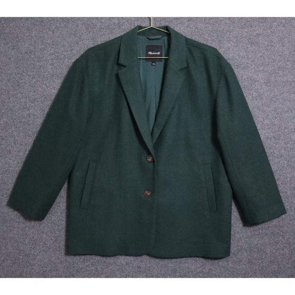 Madewell The Brushed Oversized Dorset Blazer Women Large Green Oversized EUC